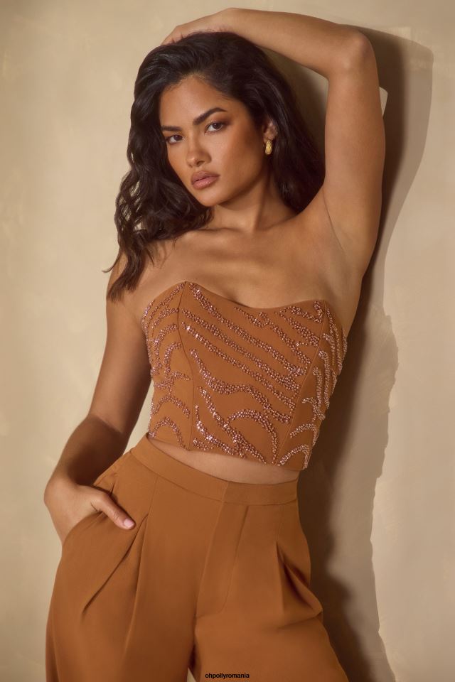 Oh Polly Colectie femei top corset bandeau impodobit mina caramel 6PJ0L602
