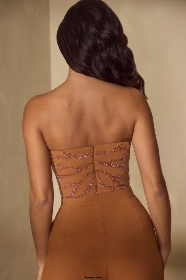 Oh Polly Colectie femei top corset bandeau impodobit mina caramel 6PJ0L602