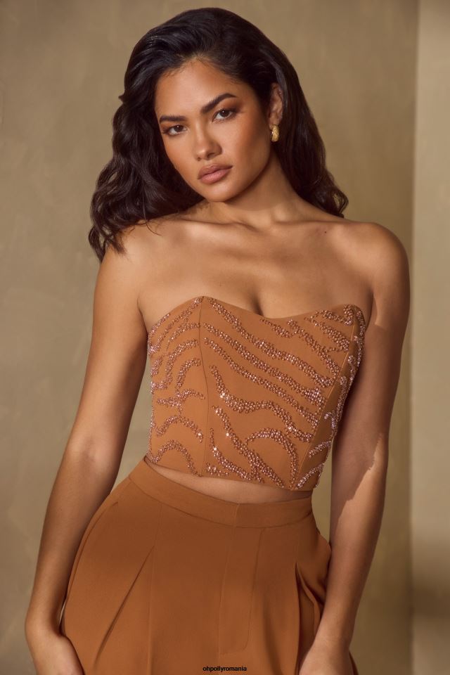 Oh Polly Colectie femei top corset bandeau impodobit mina caramel 6PJ0L602