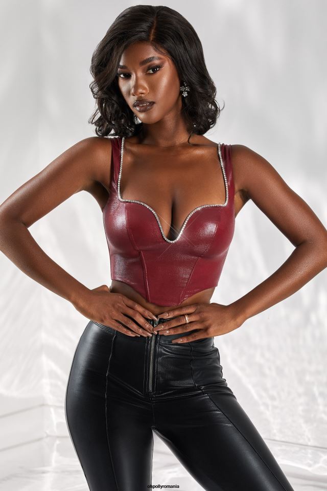 Oh Polly Colectie femei top corset de vis de zi Burgundia 6PJ0L671