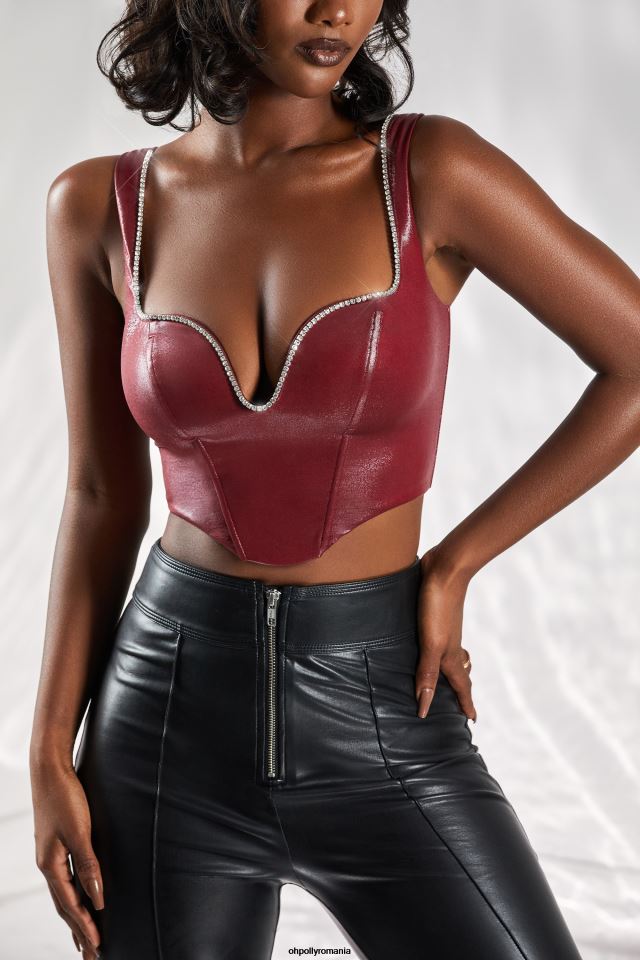 Oh Polly Colectie femei top corset de vis de zi Burgundia 6PJ0L671