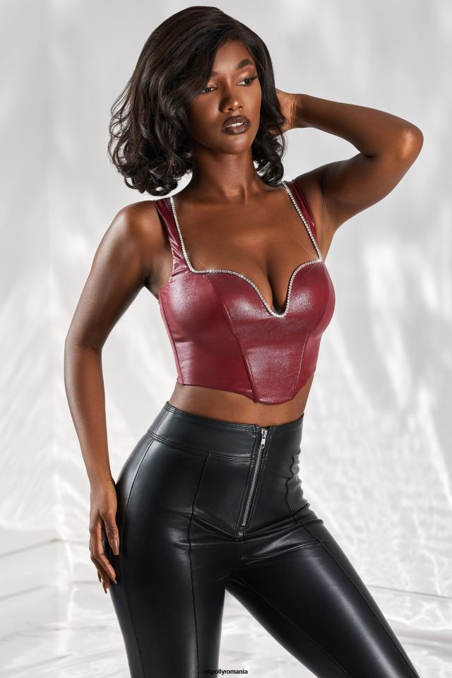 Oh Polly Colectie femei top corset de vis de zi Burgundia 6PJ0L671