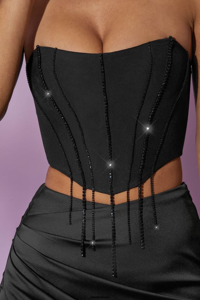 Oh Polly Colectie femei top corset impodobit esmeralda negru 6PJ0L637