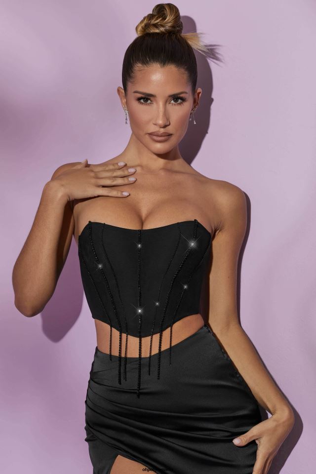 Oh Polly Colectie femei top corset impodobit esmeralda negru 6PJ0L637