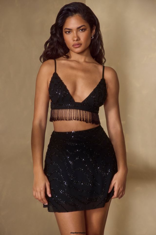 Oh Polly Colectie femei top sutien impodobit vaira negru 6PJ0L600