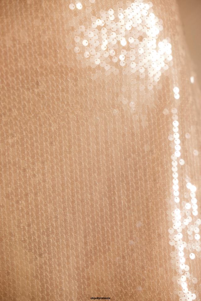 Oh Polly Colectie femei Crop top cu mânecă lungă din paiete transparentă Nina bronzat 6PJ0L566