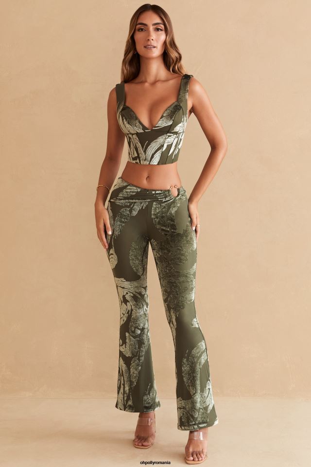 Oh Polly Colectie femei crop top corset sevda imprimeu de măsline 6PJ0L635