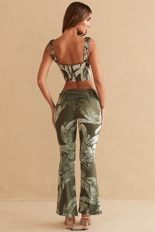 Oh Polly Colectie femei crop top corset sevda imprimeu de măsline 6PJ0L635