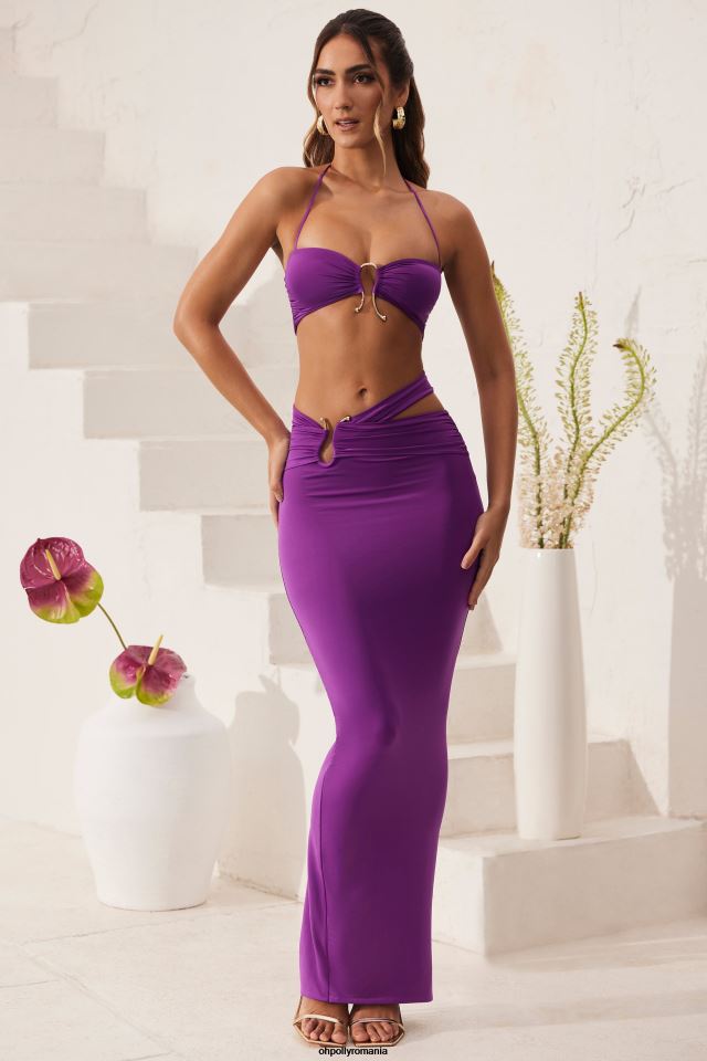 Oh Polly Colectie femei crop top cu detaliu de feronerie tip bandeau cu frâu tarni Violet 6PJ0L570