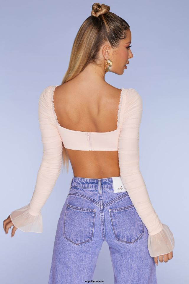 Oh Polly Colectie femei crop top cu mânecă lungă chamonix, cu volan fard de obraz 6PJ0L661