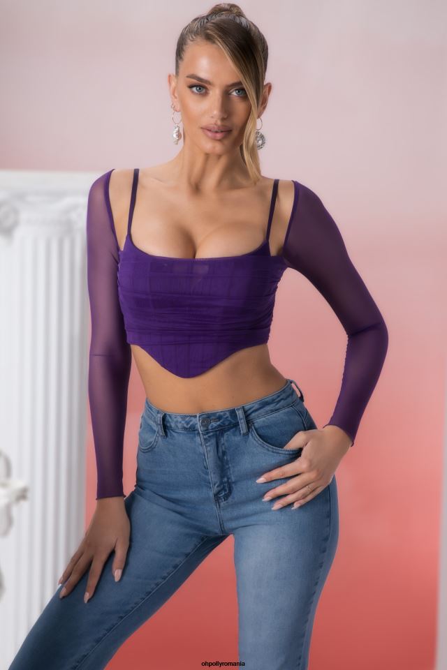 Oh Polly Colectie femei crop top cu mânecă lungă eros violet 6PJ0L683