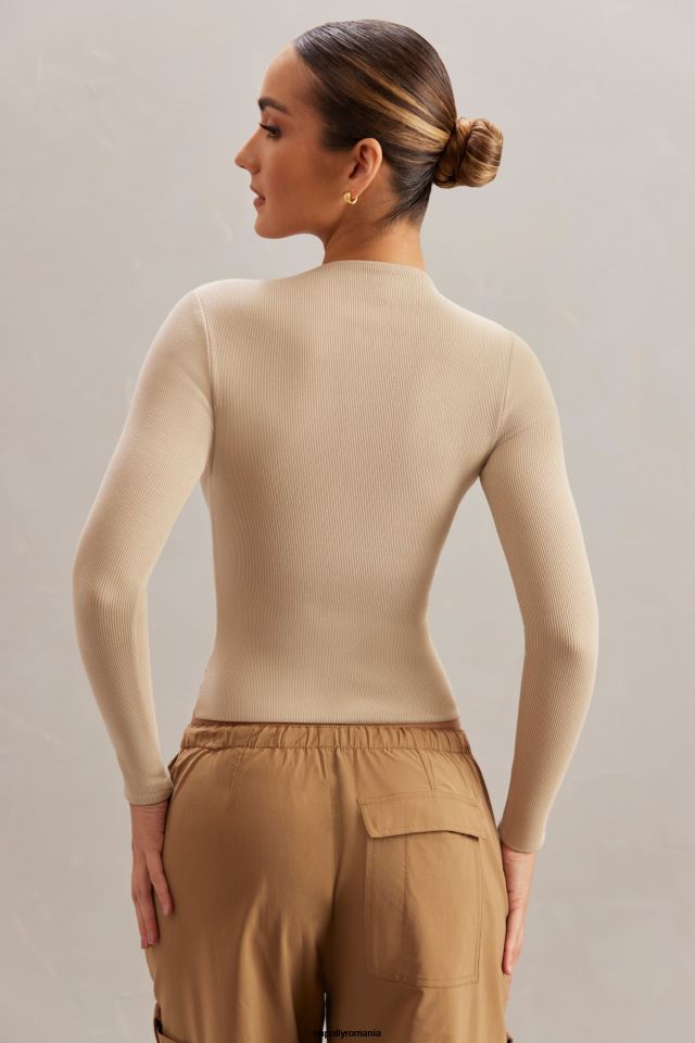 Oh Polly Colectie femei crop top cu mânecă lungă ilina piatră 6PJ0L608
