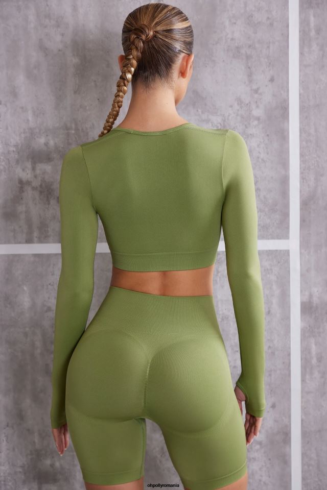 Oh Polly Colectie femei crop top cu mânecă lungă instinct măsline 6PJ0L708