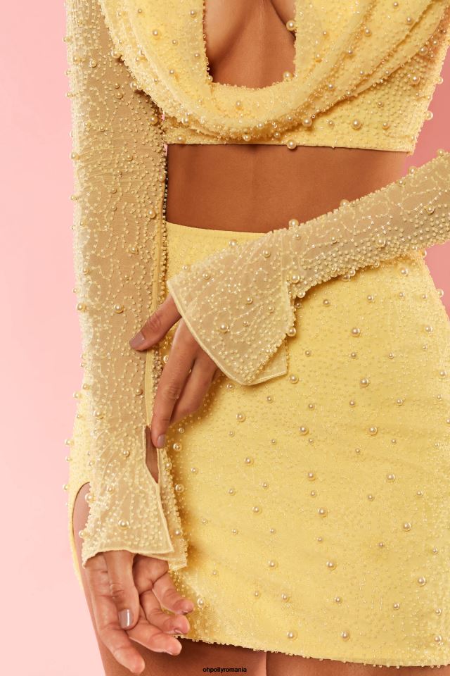 Oh Polly Colectie femei crop top cu mânecă lungă ville franche deep plonge galben 6PJ0L650
