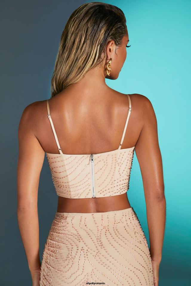Oh Polly Colectie femei crop top impodobit cu antibes nisip 6PJ0L711