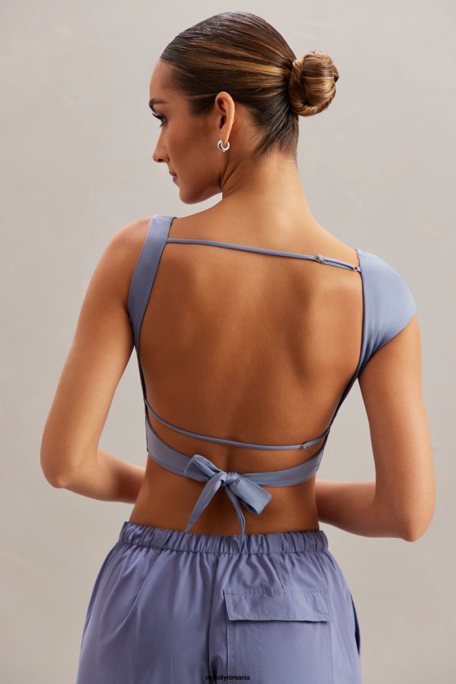 Oh Polly Colectie femei crop top yindi cu gât capcan albastru 6PJ0L603