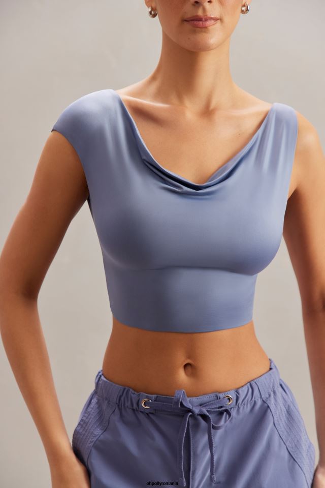 Oh Polly Colectie femei crop top yindi cu gât capcan albastru 6PJ0L603