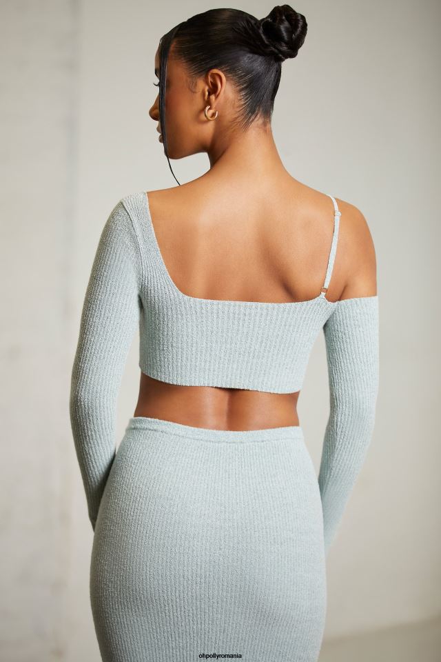 Oh Polly Colectie femei dagny crop top cu mânecă lungă asimetrică mentă 6PJ0L617