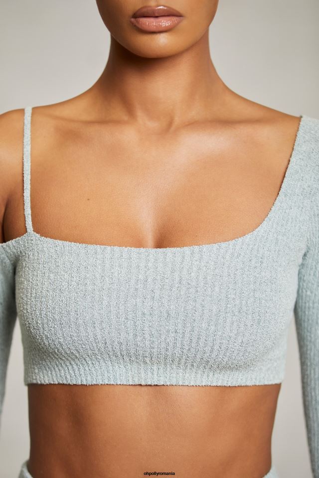 Oh Polly Colectie femei dagny crop top cu mânecă lungă asimetrică mentă 6PJ0L617