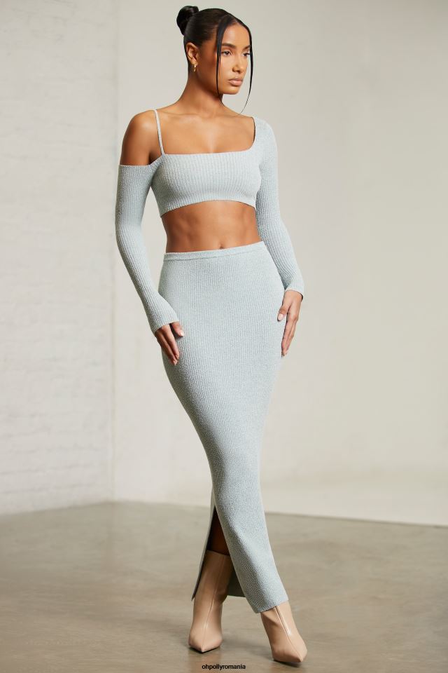 Oh Polly Colectie femei dagny crop top cu mânecă lungă asimetrică mentă 6PJ0L617