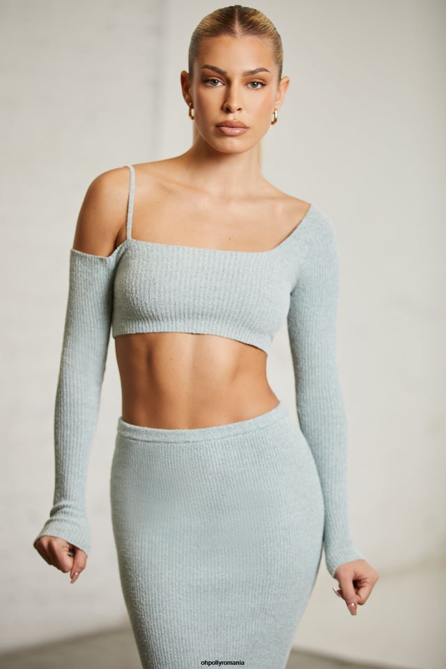 Oh Polly Colectie femei dagny crop top cu mânecă lungă asimetrică mentă 6PJ0L617