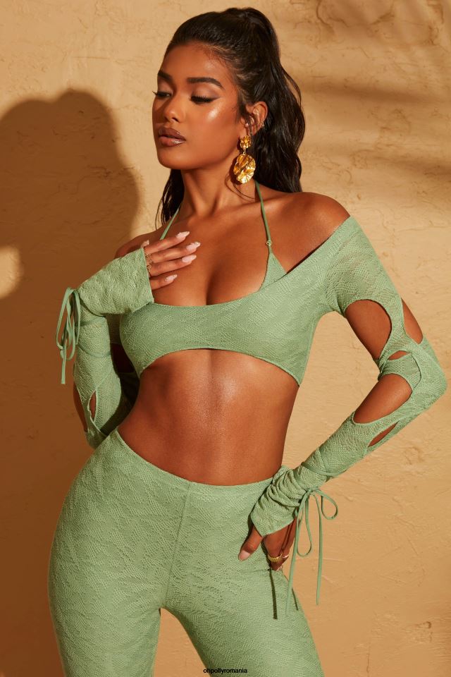Oh Polly Colectie femei decupat crop top verde 6PJ0L653