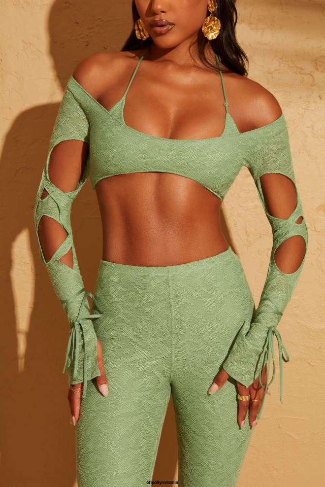 Oh Polly Colectie femei decupat crop top verde 6PJ0L653