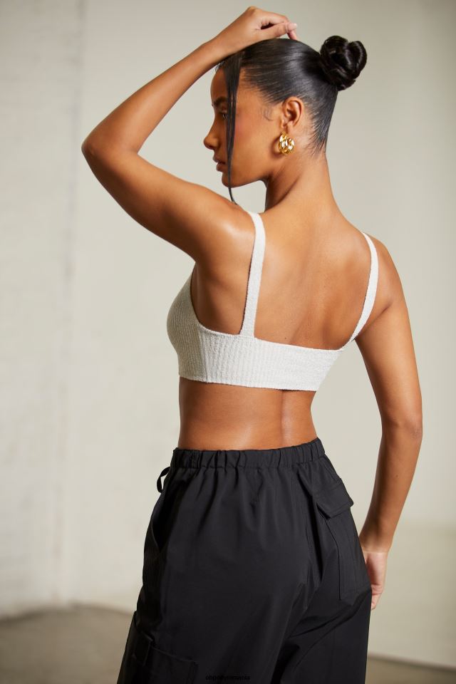 Oh Polly Colectie femei iola crop top cu gât curbat gri 6PJ0L619