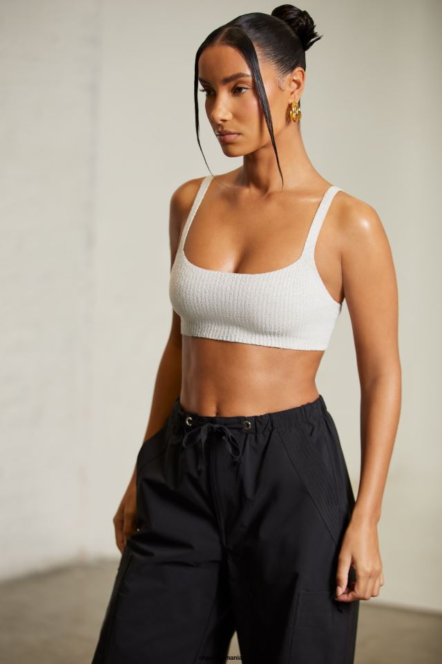 Oh Polly Colectie femei iola crop top cu gât curbat gri 6PJ0L619