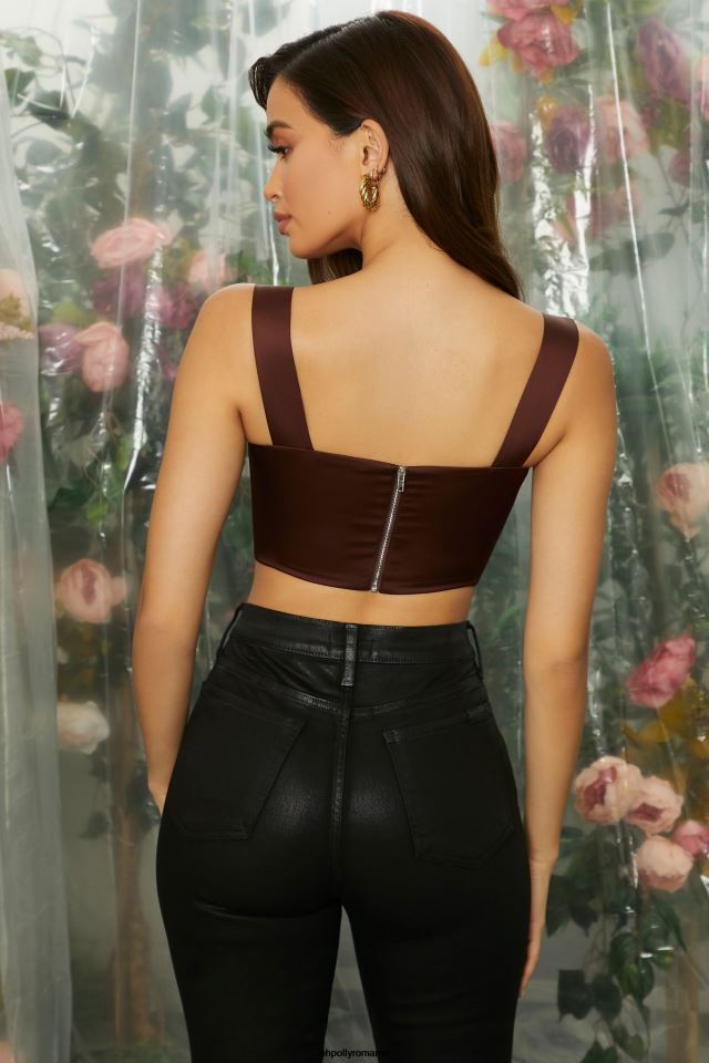 Oh Polly Colectie femei iubit crop top bustier cu bust curbat maro 6PJ0L676