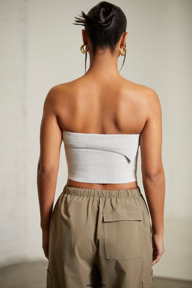 Oh Polly Colectie femei oran crop top bandeau suprapus gri 6PJ0L618