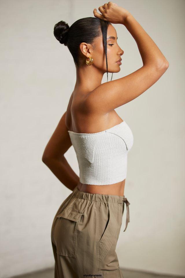 Oh Polly Colectie femei oran crop top bandeau suprapus gri 6PJ0L618