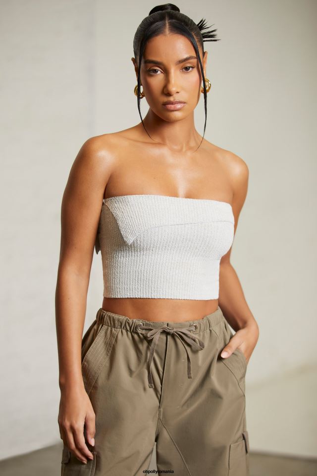 Oh Polly Colectie femei oran crop top bandeau suprapus gri 6PJ0L618