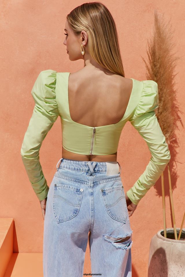 Oh Polly Colectie femei top crop cu umeri good life lămâie verde 6PJ0L702