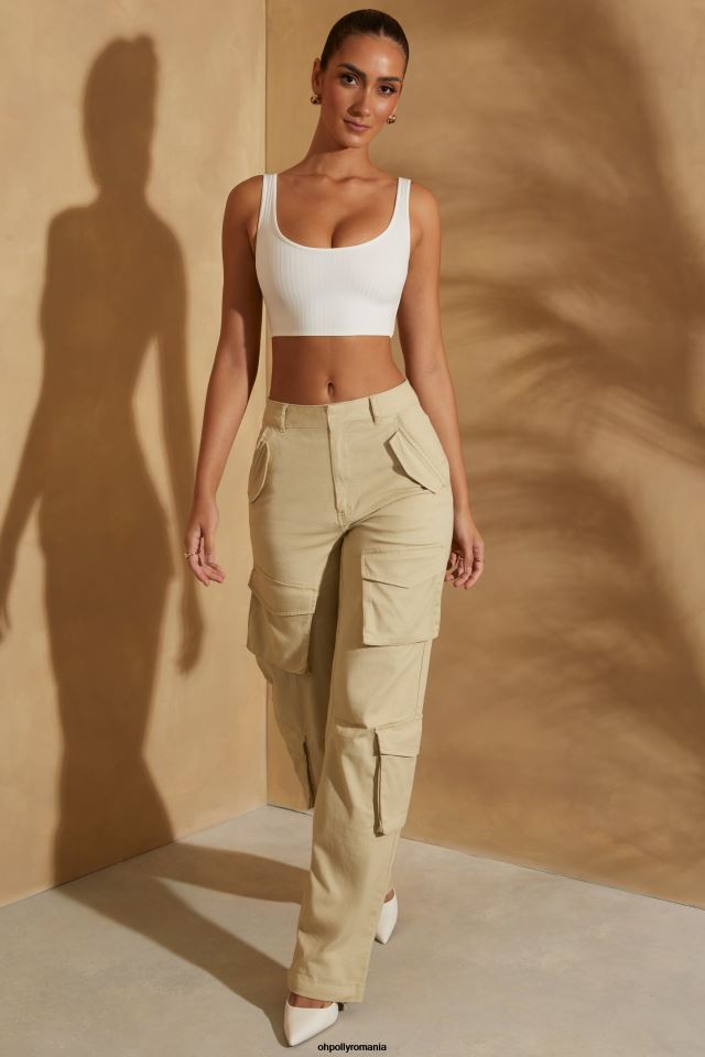 Oh Polly Colectie femei zia cu decolteu cu dantela la spate crop top alb 6PJ0L588