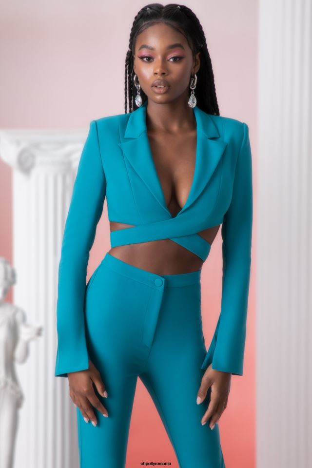 Oh Polly Colectie femei blazer decupat meraki teal 6PJ0L682
