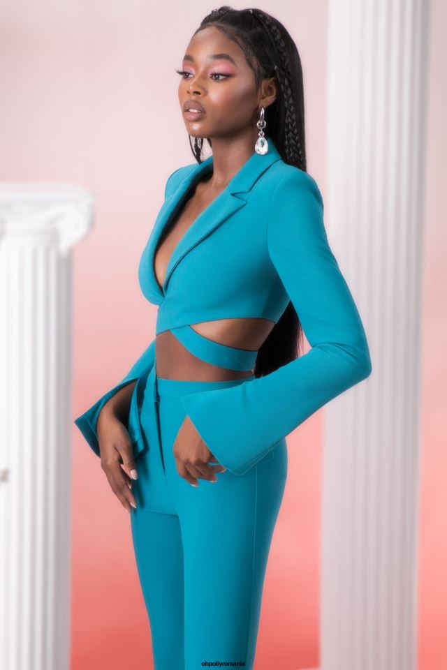 Oh Polly Colectie femei blazer decupat meraki teal 6PJ0L682