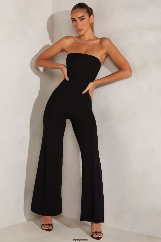 Oh Polly Colectie femei salopetă aaliyah bandeau cu picioare largi negru 6PJ0L794