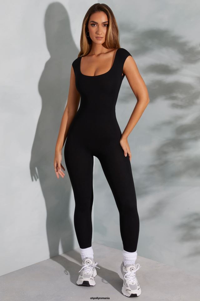 Oh Polly Colectie femei salopeta sabrina cu spatele deschis cu decolteu negru 6PJ0L759