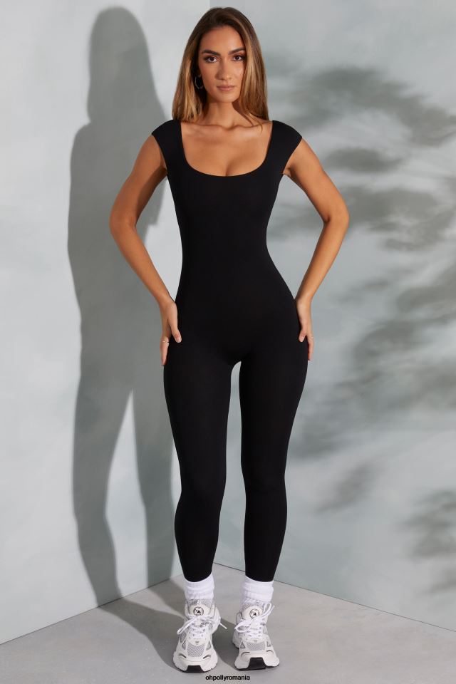 Oh Polly Colectie femei salopeta sabrina cu spatele deschis cu decolteu negru 6PJ0L759