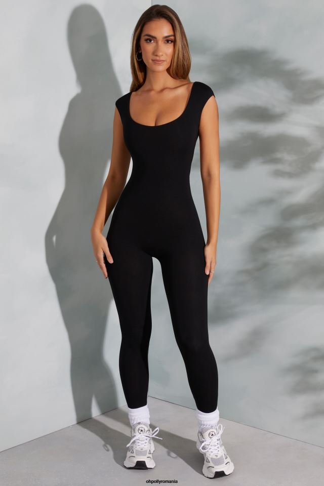 Oh Polly Colectie femei salopeta sabrina cu spatele deschis cu decolteu negru 6PJ0L759