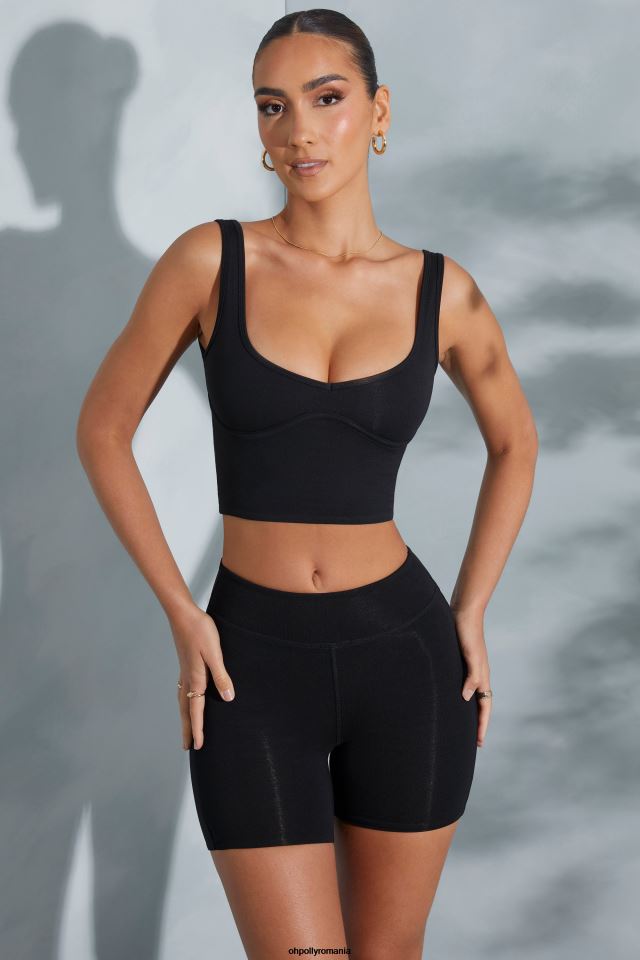 Oh Polly fund femei pantaloni scurți biker cu talie înaltă taron negru 6PJ0L763