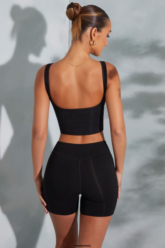 Oh Polly fund femei pantaloni scurți biker cu talie înaltă taron negru 6PJ0L763