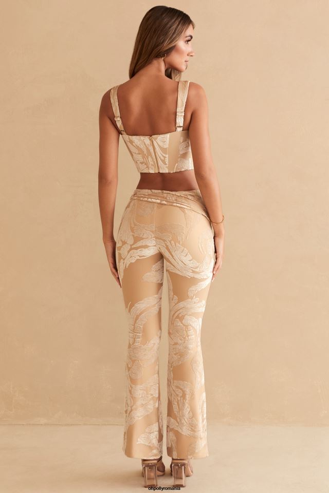 Oh Polly fund femei pantaloni bootleg defne ring detail imprimeu bej 6PJ0L832