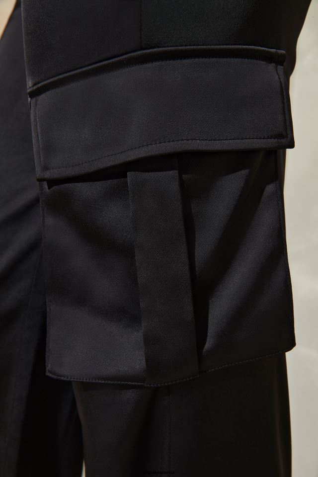 Oh Polly fund femei pantaloni cargo drept din satin daya negru 6PJ0L858