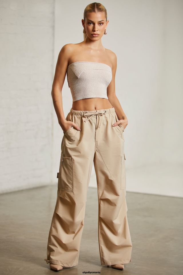 Oh Polly fund femei pantaloni cargo rori cu picioare largi bej 6PJ0L793