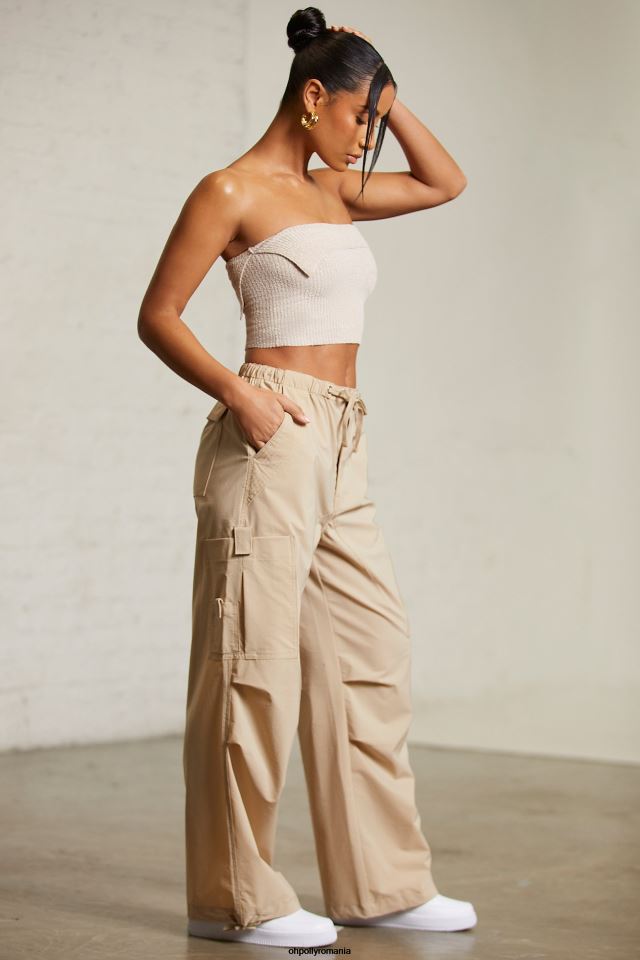 Oh Polly fund femei pantaloni cargo rori cu picioare largi bej 6PJ0L793