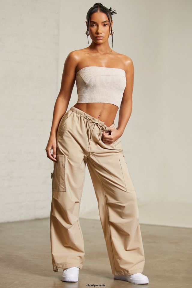 Oh Polly fund femei pantaloni cargo rori cu picioare largi bej 6PJ0L793