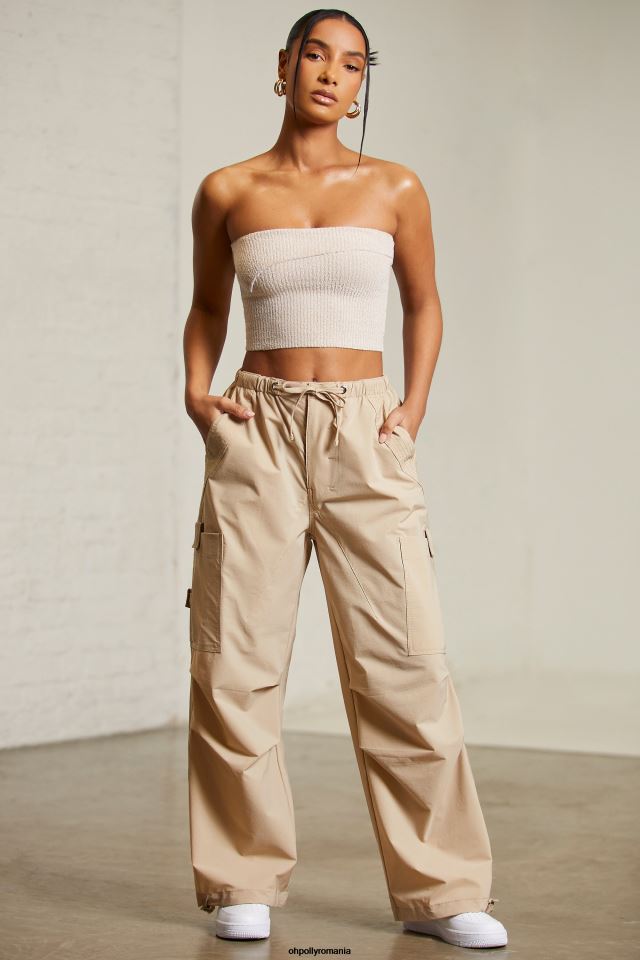 Oh Polly fund femei pantaloni cargo rori cu picioare largi bej 6PJ0L793