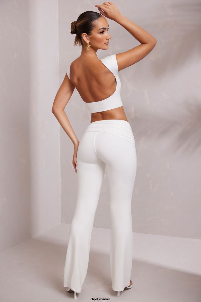 Oh Polly fund femei pantaloni drepti Hollis cu talie medie alb 6PJ0L747